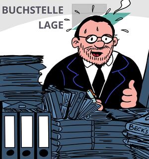 Buchstelle-Lage-Cartoon