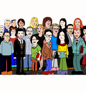 Gruppenbild-Cartoon