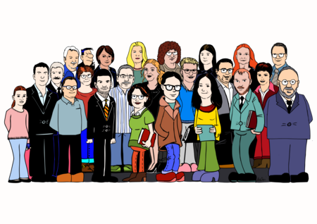 Gruppenbild-Cartoon
